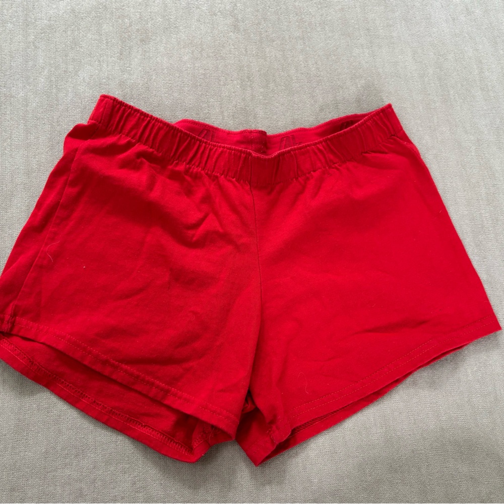 Varsity Red Athletic Shorts Lightweight Elastic Waist